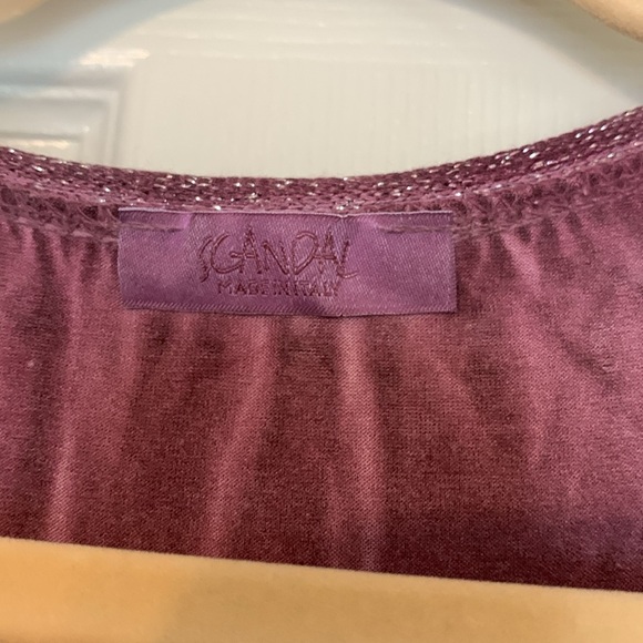 Scandal Elegant Women's Purple Top with Artistic Design Long Sleeve Large - Picture 4 of 5